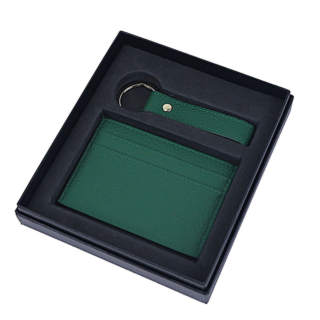 Genuine Leather Cardholder Key Ring Gift Box Set