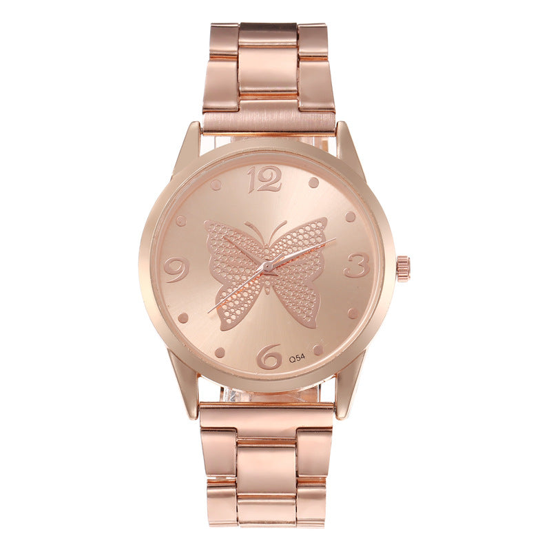 Fashion Simple Ladies Quartz Watch Butterfly Dial Steel Belt Women's Watch Elegant Minimalist Timepie