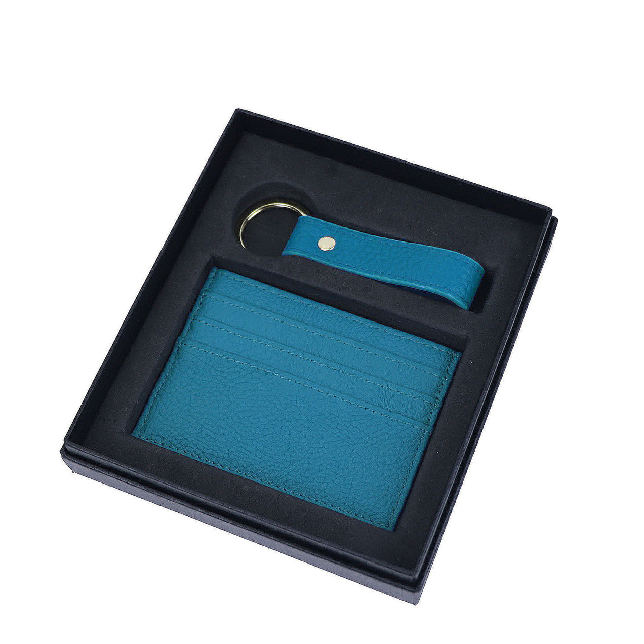 Genuine Leather Cardholder Key Ring Gift Box Set