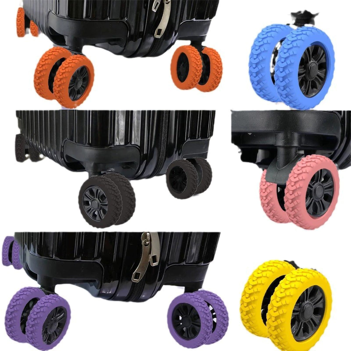 8PCS Luggage (2)  Wheels Protector Silicone Wheels Caster Shoes