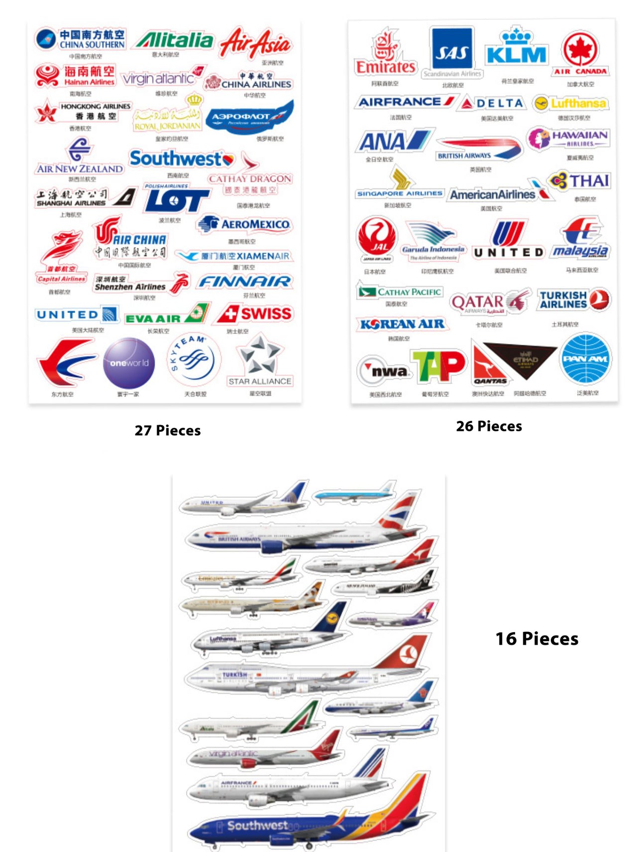 69 Pieces Airline Logo Airplane Stickers (Mixed)