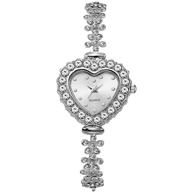 Fashion Women Watches Luxury Rhinestone Heart Dial Quartz Watch Ladies Bracelet Wristwatches