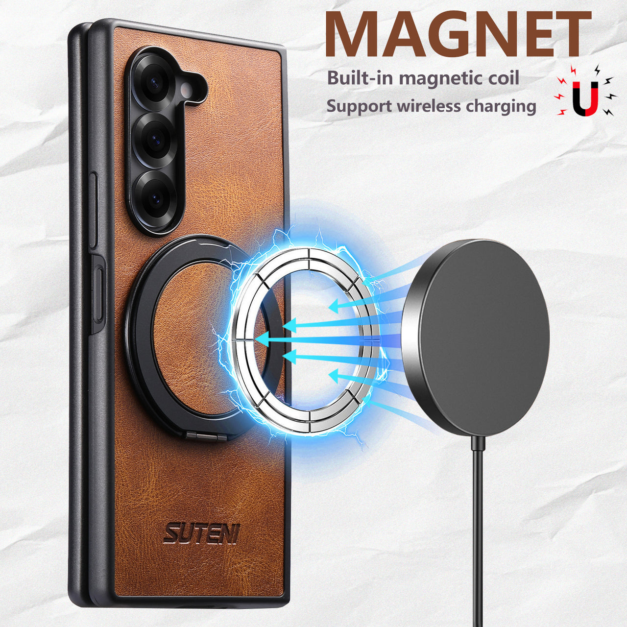 Luxury Magnetic Ring Stand Case for Samsung Galaxy Z Fold 7/6/5