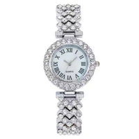 Thumbnail for Fashionable Diamond Embedded round Dial Roman Numerals Ladies Watch Bracelet