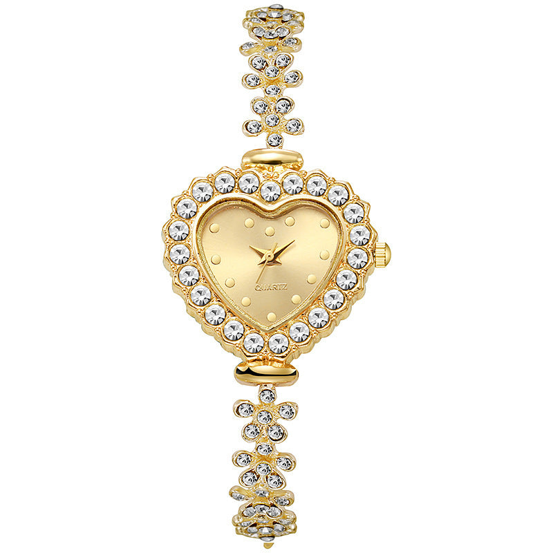 Fashion Women Watches Luxury Rhinestone Heart Dial Quartz Watch Ladies Bracelet Wristwatches
