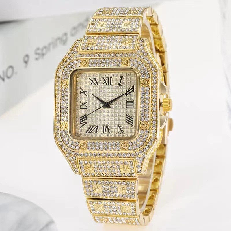 Gold Watch Ladies Wrist Watch Luxury Rhinestone Unisex Bracelet Watches
