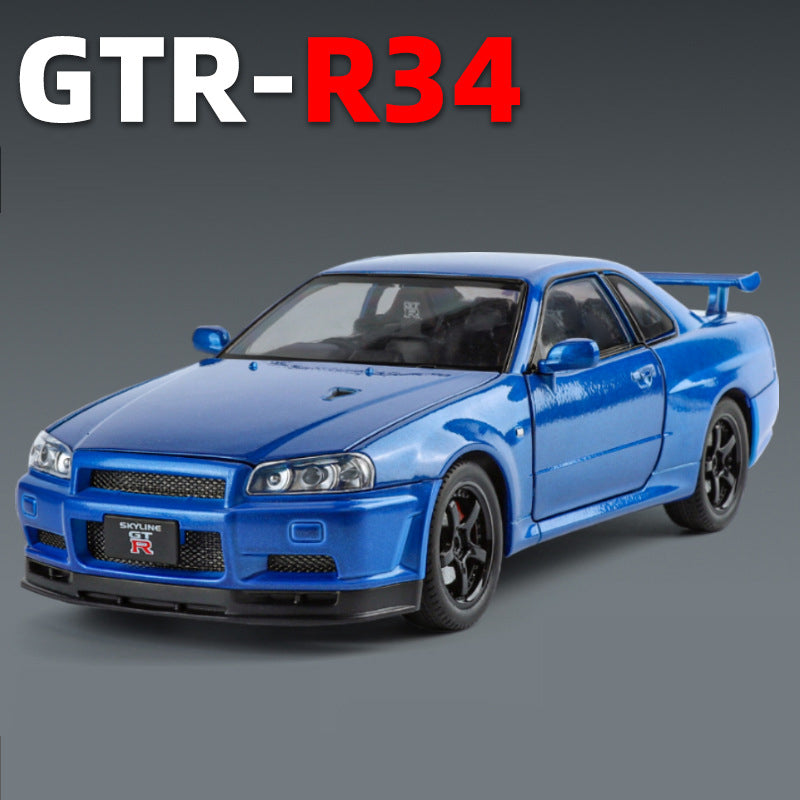 1:24 Nissan Skyline Ares GTR R34 Alloy Sports Car Model Diecasts Metal Racing Car Vehicles Model Sound and Light