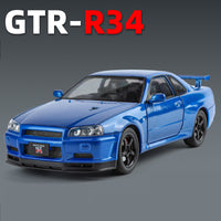 Thumbnail for 1:24 Nissan Skyline Ares GTR R34 Alloy Sports Car Model Diecasts Metal Racing Car Vehicles Model Sound and Light