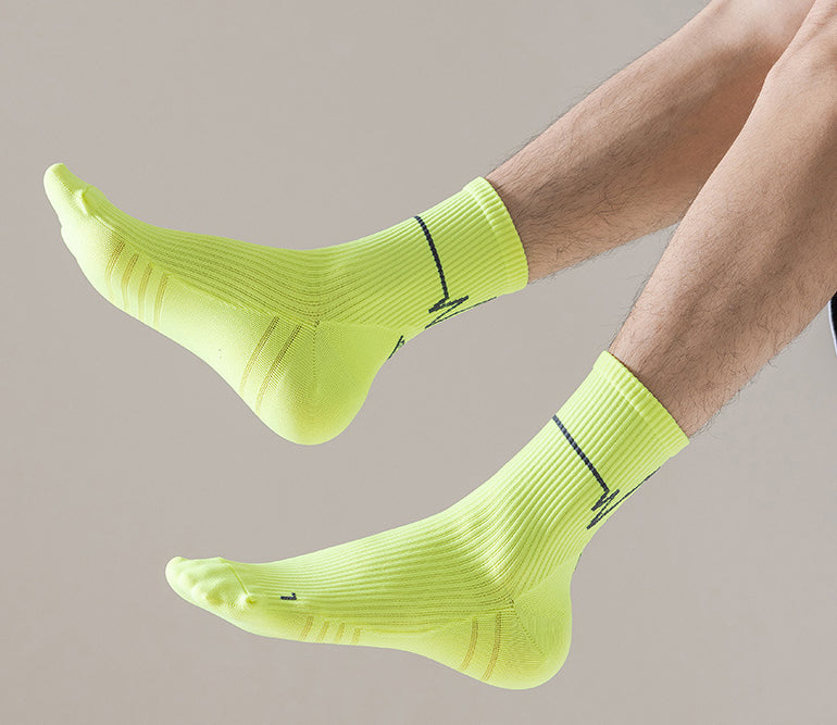 Electrocardiogram Professional sports mid-tube socks for running sweat absorbing