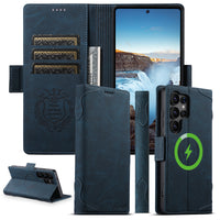 Thumbnail for Faux Leather Flip Case with Card Holder, Stand and Magnetic Button for Samsung Galaxy S25 Ultra