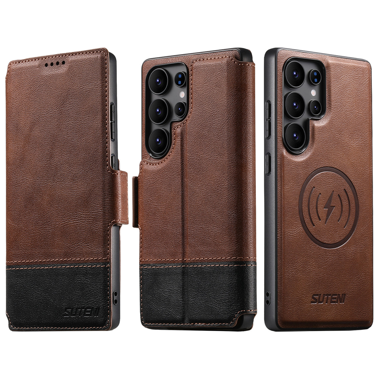 Faux Leather Wireless Charging Card Holder Stand Wallet Magnetic Flip Cover Phone Case For Samsung Galaxy S25 Ultra