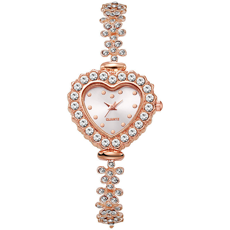 Fashion Women Watches Luxury Rhinestone Heart Dial Quartz Watch Ladies Bracelet Wristwatches