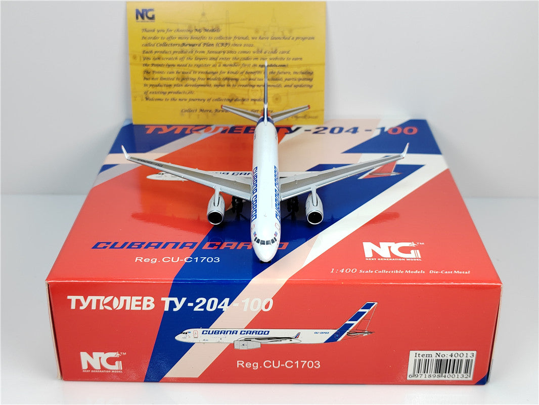 Cubana Tupolev  TU204 Tu-204-100E CU-T1701 Airplane Model (1/400 Scale)