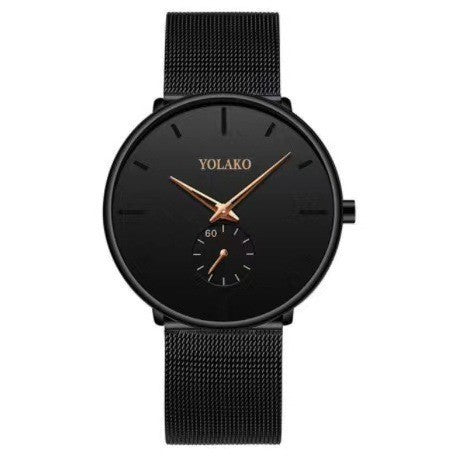 Watch for Men Quartz Watch Business Stainless Steel Mesh Strap Watches Men Popular Black Dial Simple Relojes Para Hombres