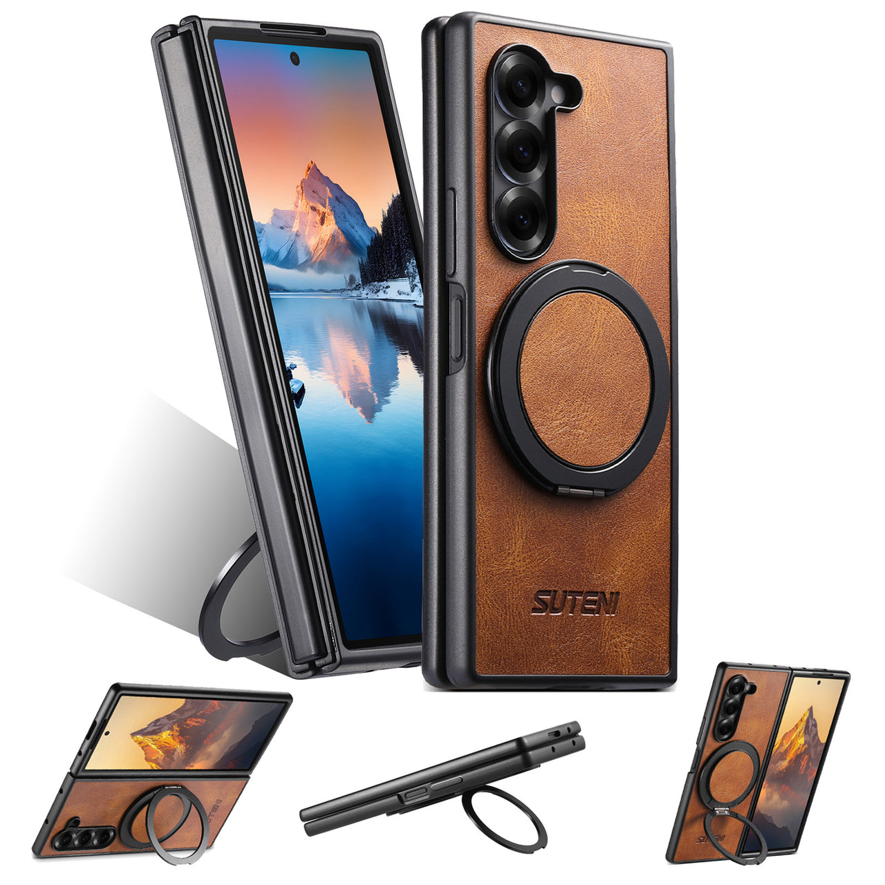 Luxury Magnetic Ring Stand Case for Samsung Galaxy Z Fold 7/6/5