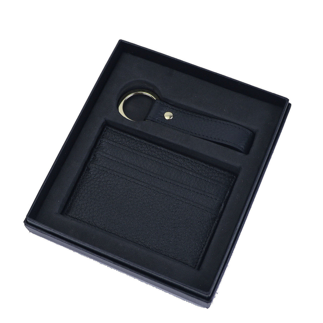 Genuine Leather Cardholder Key Ring Gift Box Set