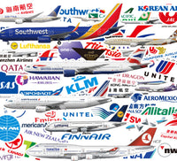 Thumbnail for 69 Pieces Airline Logo Airplane Stickers (Mixed)