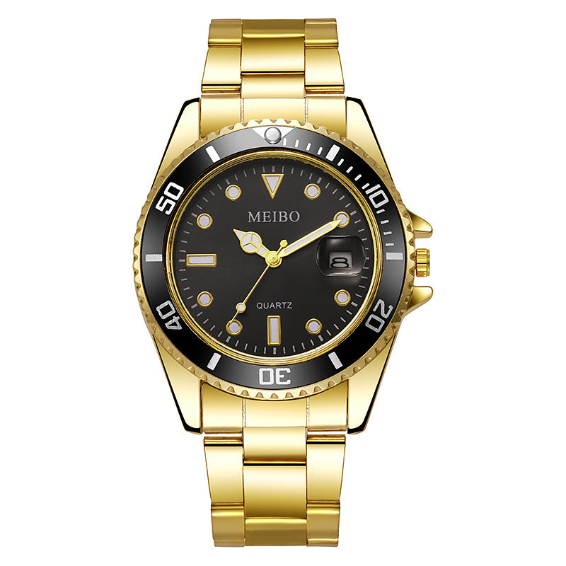 Business Men's Quartz Watch Steel Belt Calendar Multifunctional Male Wristwatch