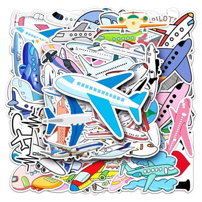 50 Pieces Cartoon Planes Stickers (Mixed)