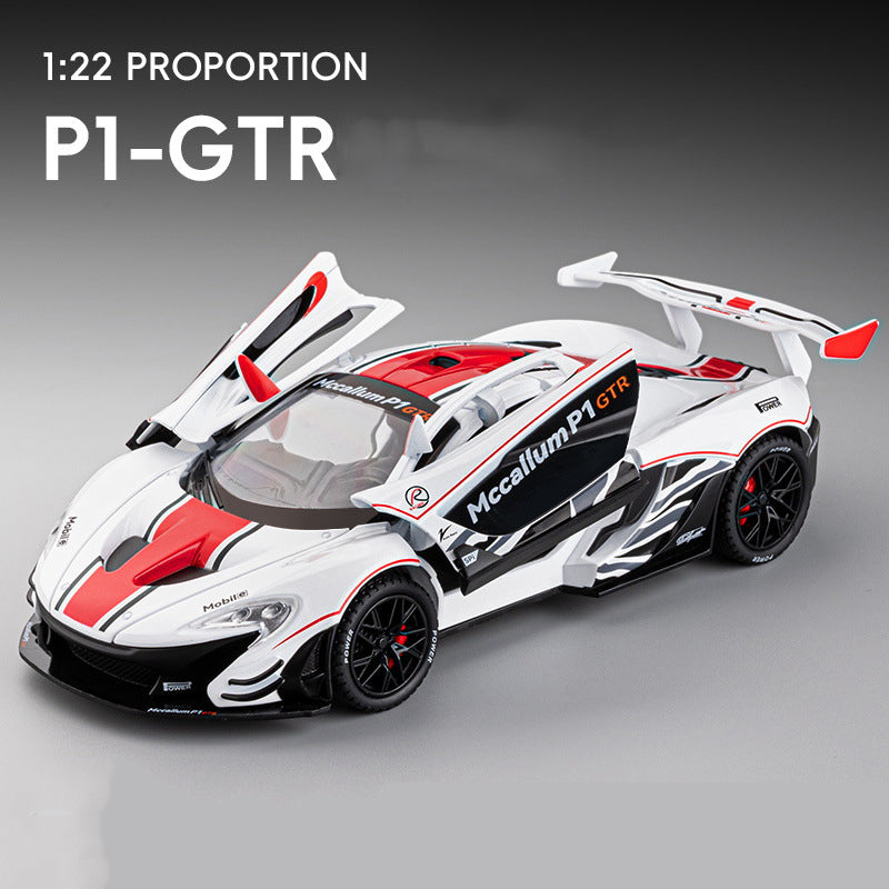1: 22 Mccallum P1 GTR Alloy Car Model High Simulation Diecasts Toy With Sound and Light Pull Back Vehicles Decoration Toys