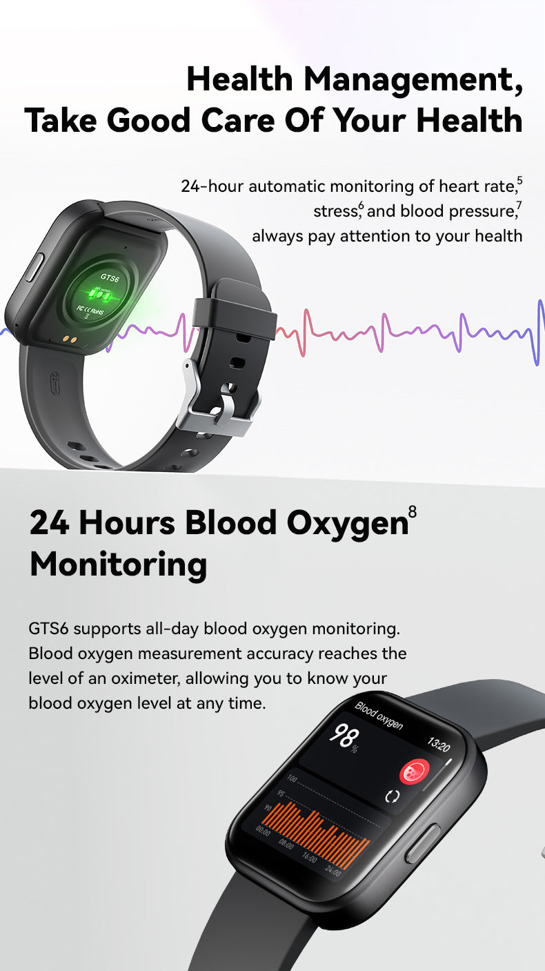 Runmefit GTS6 smart watch blood pressure measuring
