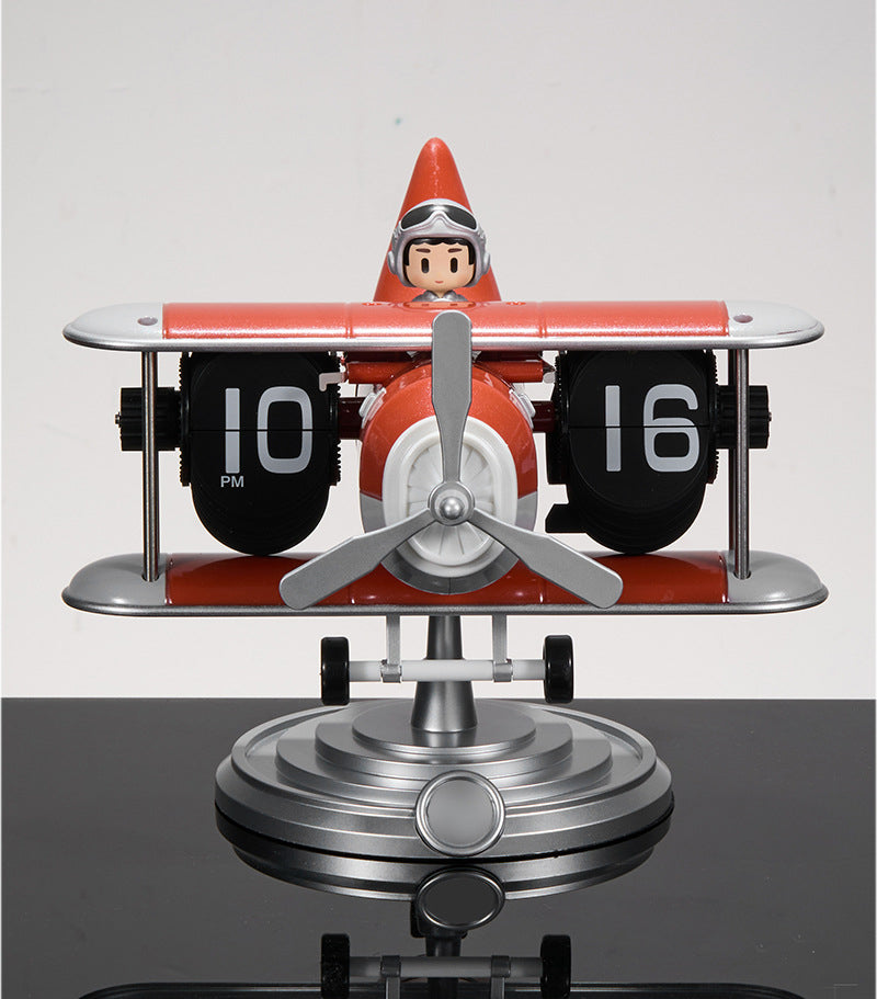 Retro Airplane Style Battery Powered Silent Desk Alarm Clock