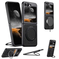 Thumbnail for Mobile Phone Case Magnet Wireless Charging 360° Rotating Stand Faux Leather Ring Buckle For Samsung Galaxy Z Flip 7 6 5