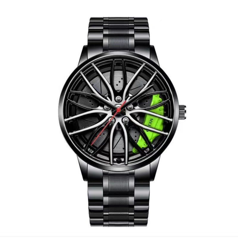 Fashion Men Sports Watches 3d Car Wheel Stainless Steel Band Wrist Watch Men's Quartz Watch