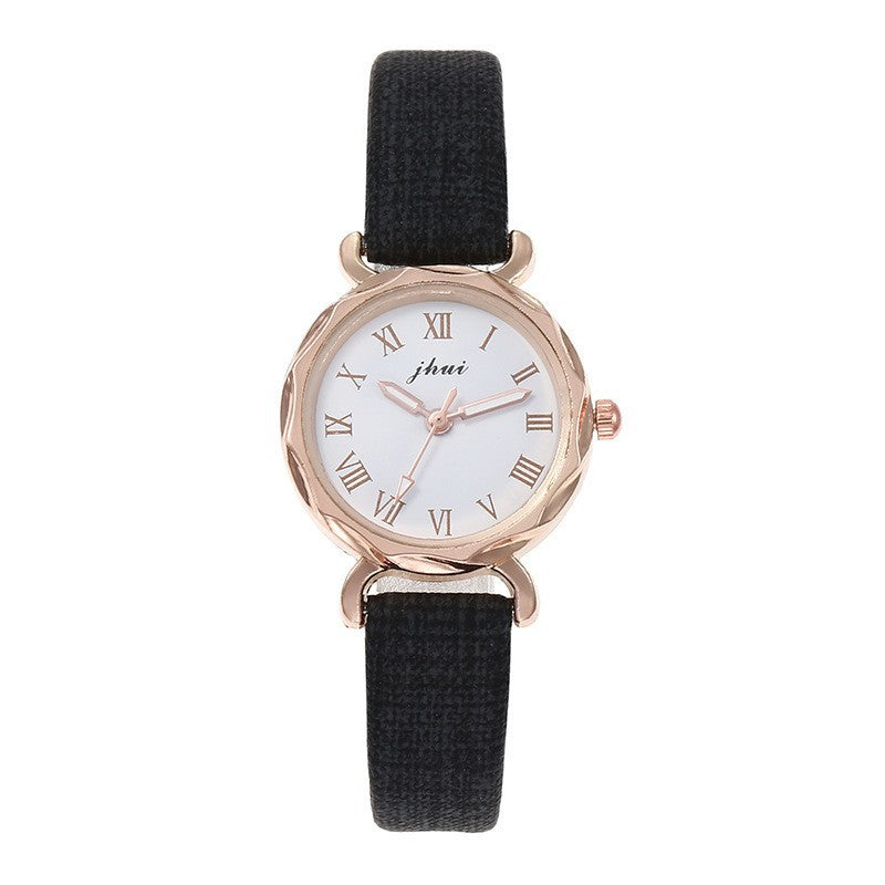 Roman Scale Quartz Watch Simple Casual Women's Style Easy to Match Diamond Pattern College Wind Small Dial Fashionable Belt