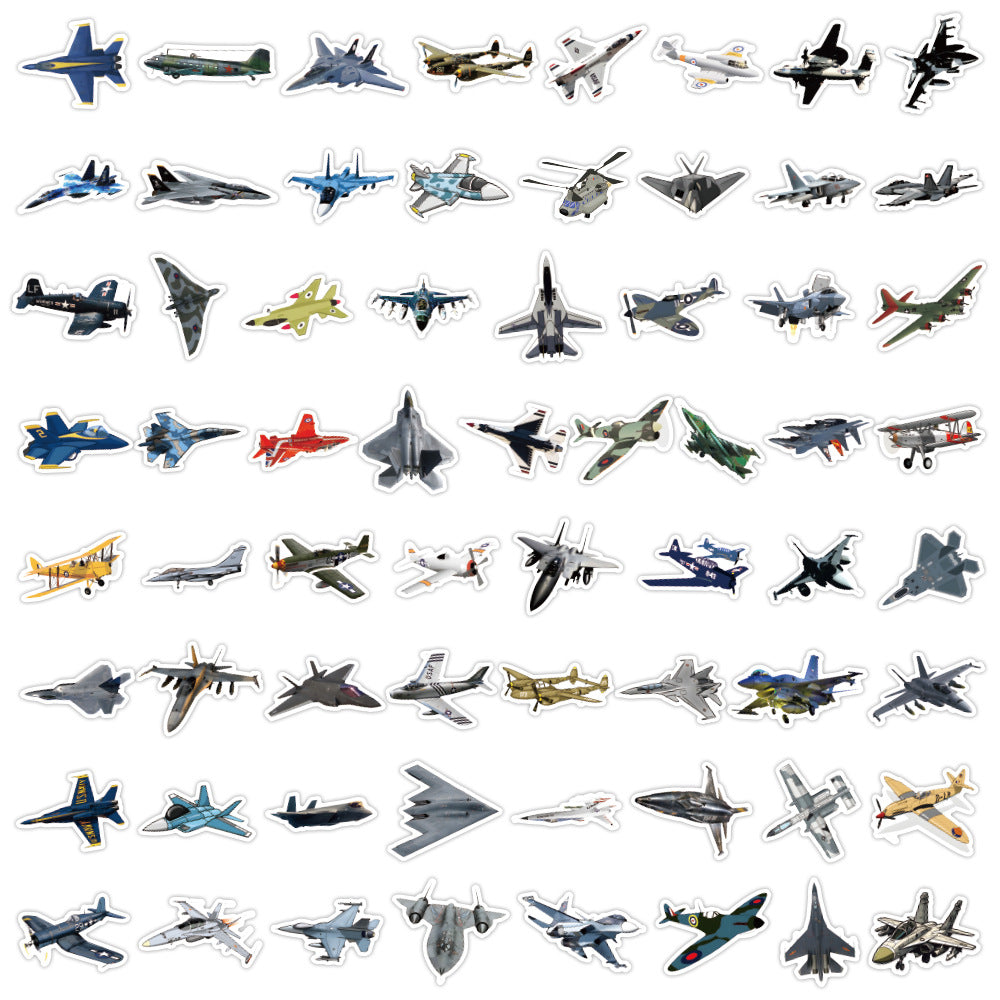 60 Pieces Fighter Aircraft Stickers (Mixed)