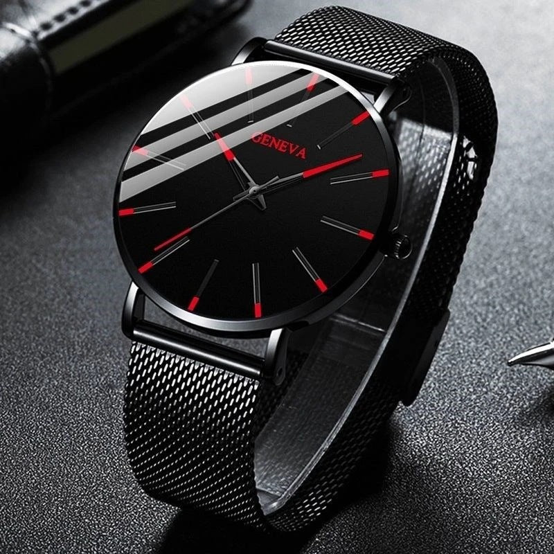 Minimalist Mens Fashion Ultra Thin Watches Simple Men Business Mesh Belt Quartz Wrist Watch