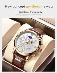 Thumbnail for Top Brand Luxury Brown Leather Casual Quartz Watch Men