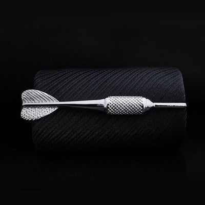 Copper Silver Dart Shaped aviation-themed tie clip, polished stainless steel.