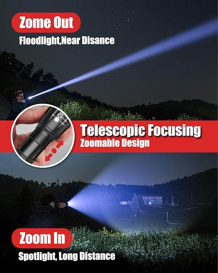LED Telescopic Focusing Strong Aluminum Alloy Light Flashlight