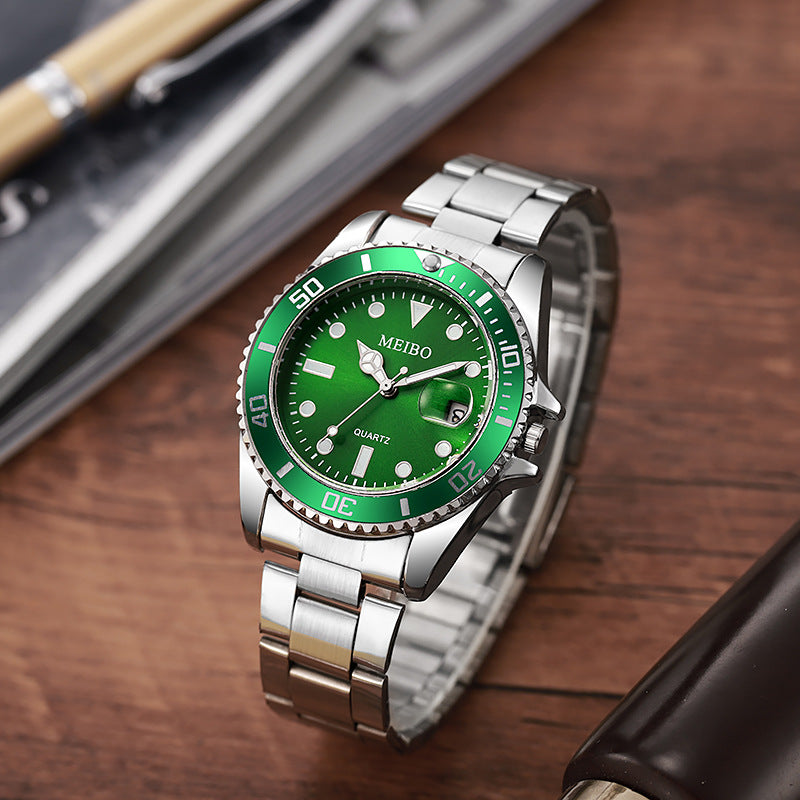 Business Men's Quartz Watch Steel Belt Calendar Multifunctional Male Wristwatch