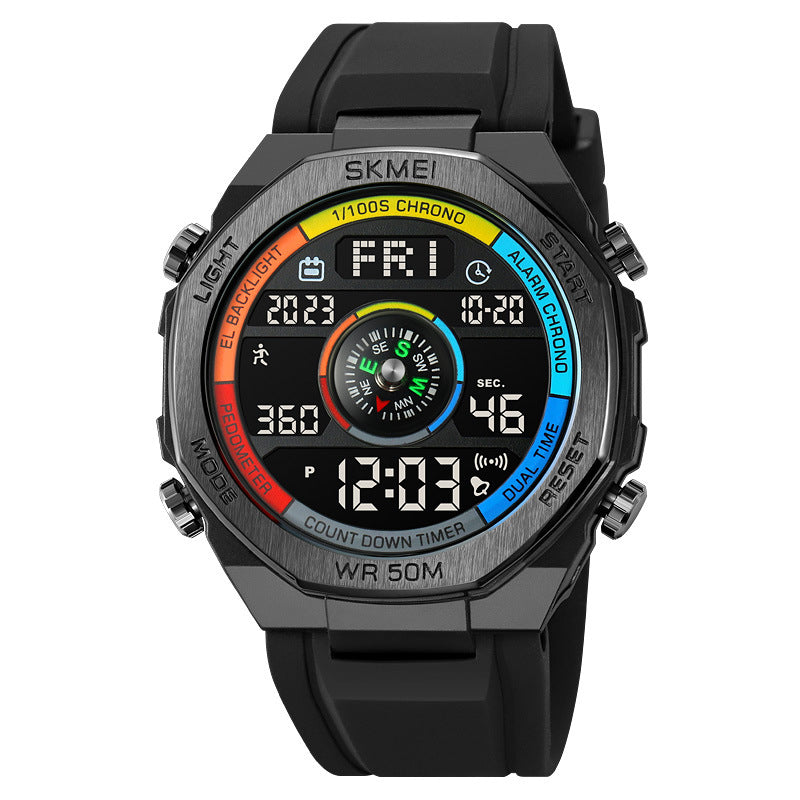Pedometer Countdown Sport Digital Men 50M Waterproof Calendar Calorie Wristwatch