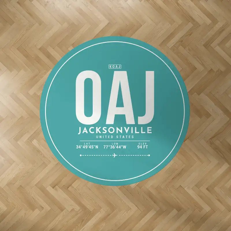 Albert J. Ellis Airport (OAJ) Carpets - Carpet Round - ID Tag - Turquoise