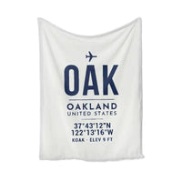 Thumbnail for Oakland San Francisco Bay Airport (OAK) Bedding Sets & Blankets - Blanket - ID Tag - White