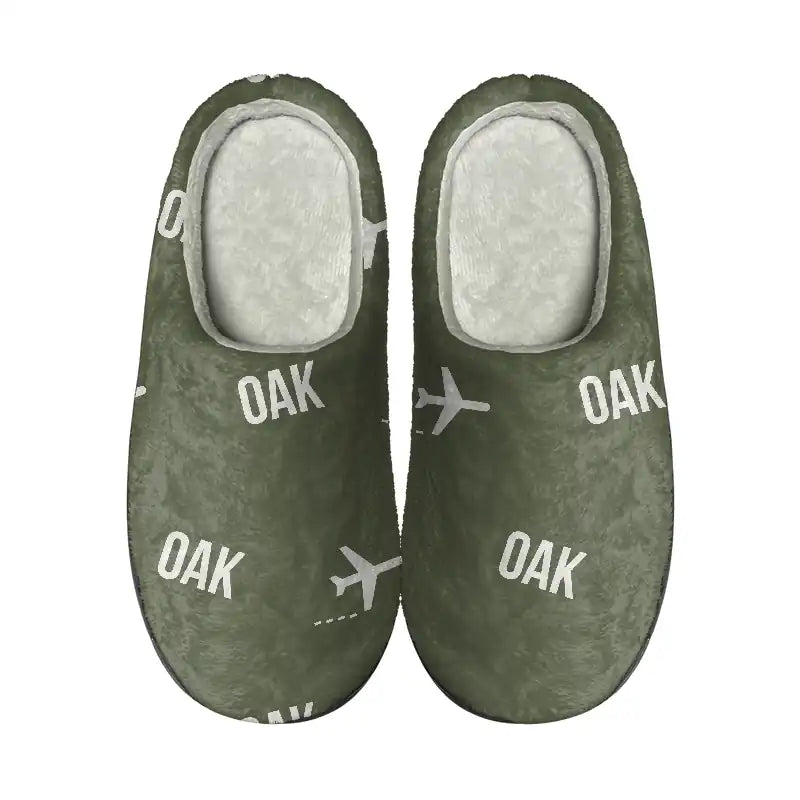 Oakland San Francisco Bay Airport (OAK) Slippers & Flip Flops - Slippers - Cotton - Pattern - Green Army