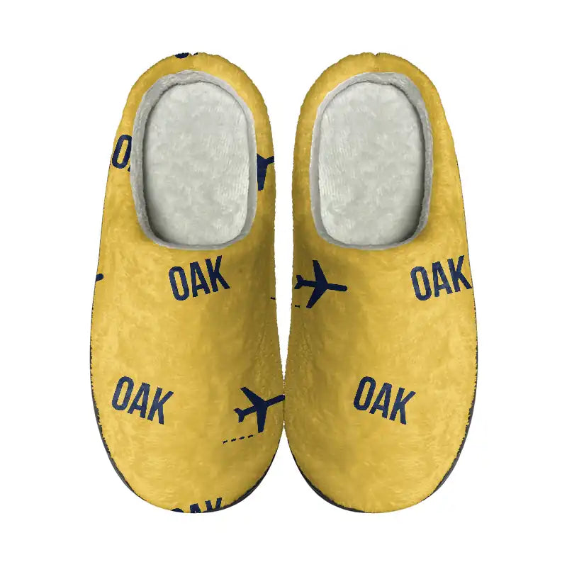 Oakland San Francisco Bay Airport (OAK) Slippers & Flip Flops - Slippers - Cotton - Pattern - Yellow