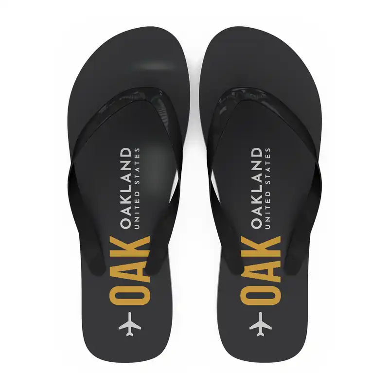 Oakland San Francisco Bay Airport (OAK) Slippers & Flip Flops - Slippers - Flip Flops - Code - Black