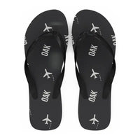 Thumbnail for Oakland San Francisco Bay Airport (OAK) Slippers & Flip Flops - Slippers - Flip Flops - Pattern - Black