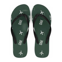 Thumbnail for Oakland San Francisco Bay Airport (OAK) Slippers & Flip Flops - Slippers - Flip Flops - Pattern - Dark Green