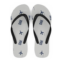 Thumbnail for Oakland San Francisco Bay Airport (OAK) Slippers & Flip Flops - Slippers - Flip Flops - Pattern - White