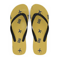 Thumbnail for Oakland San Francisco Bay Airport (OAK) Slippers & Flip Flops - Slippers - Flip Flops - Pattern - Yellow