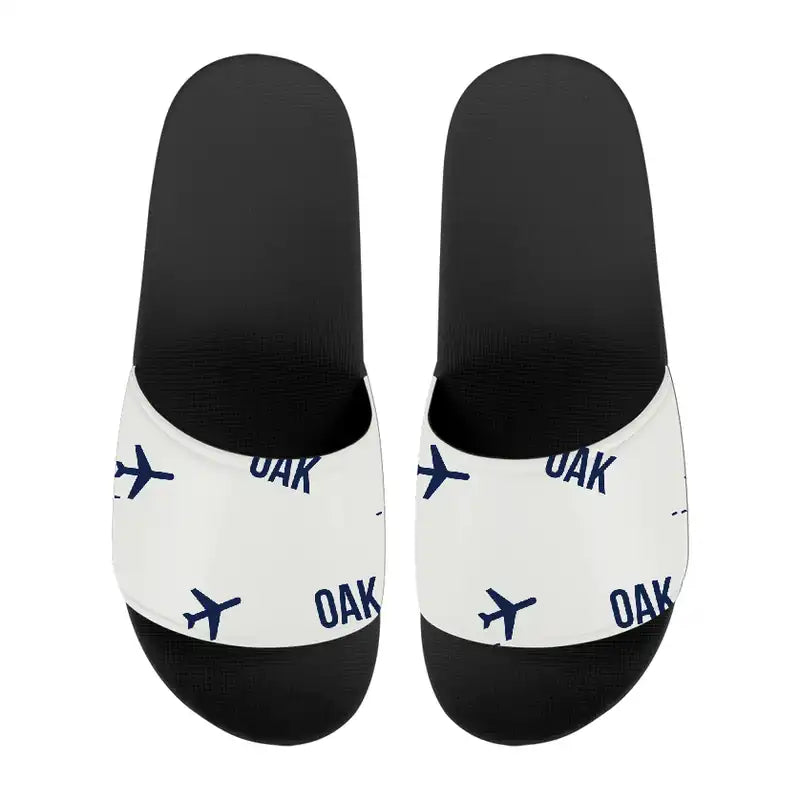 Oakland San Francisco Bay Airport (OAK) Slippers & Flip Flops - Slippers - Sport - Pattern - White