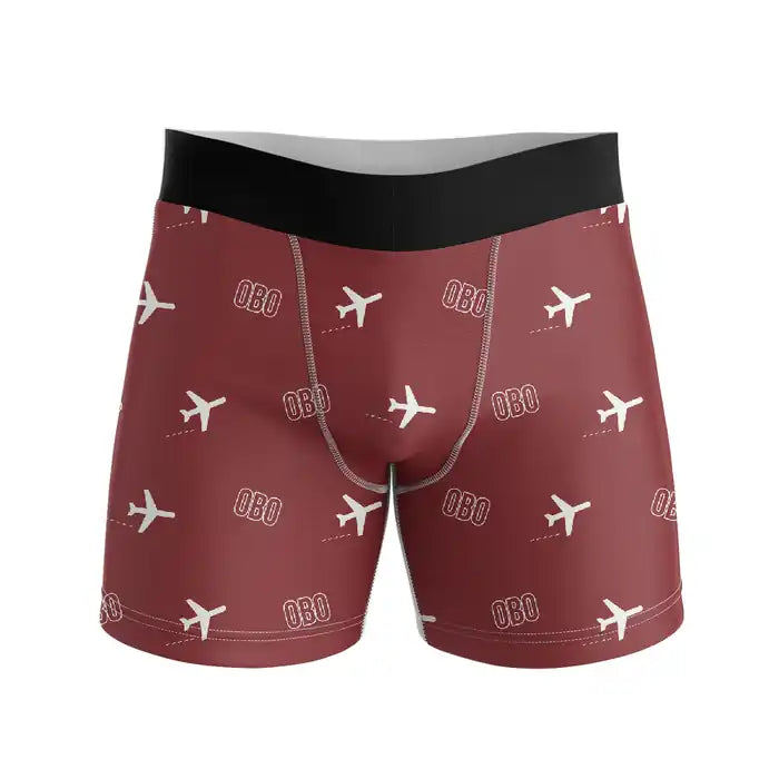 Obihiro Airport (OBO) Men Boxers - Pattern - Dark Red