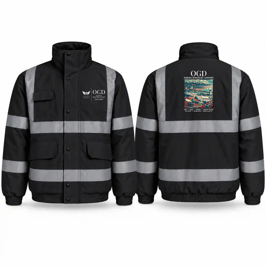 Ogden Hinckley Airport (OGD) Reflective Winter Jackets - Poster - Black