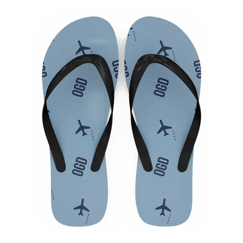 Ogden Hinckley Airport (OGD) Slippers & Flip Flops - Slippers - Flip Flops - Pattern - Light Blue