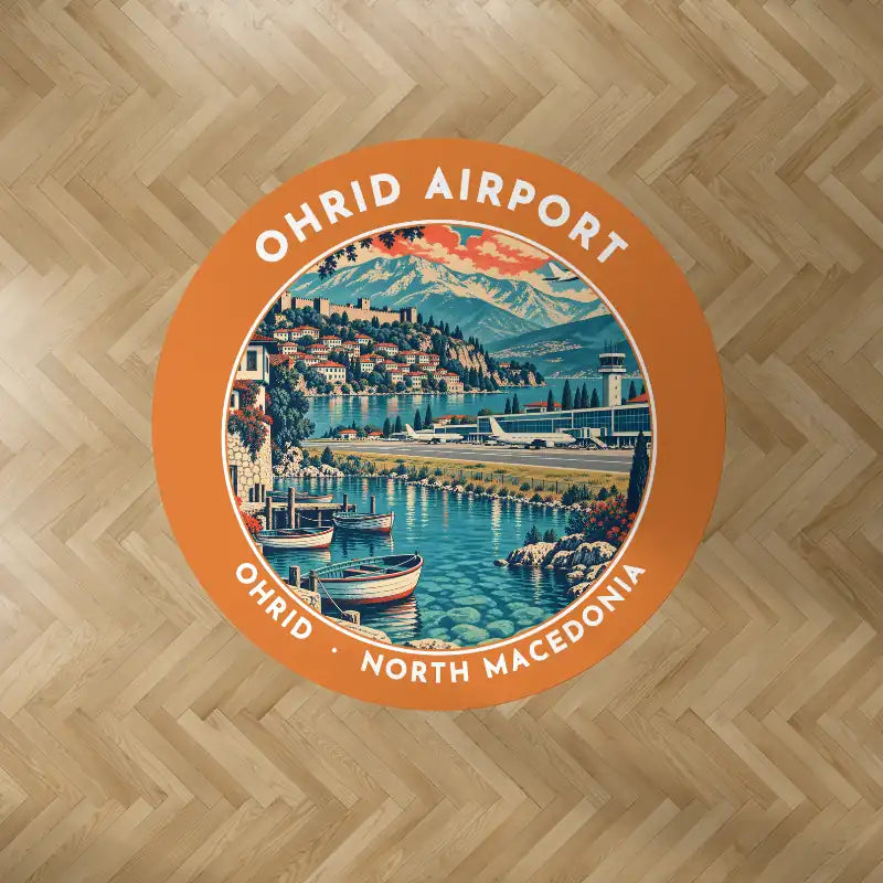 Ohrid St. Paul the Apostle Airport (OHD) Carpets - Carpet Round - Badge - Orange